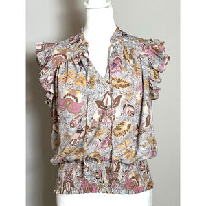 Rachel Zoe Floral Top Sleeveless Floral Size‎ (M) Elastic Waist Band
